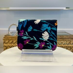Vera Bradley - Slim Mini Wallet on Keychain - Blue/Green/Purple - VGUC